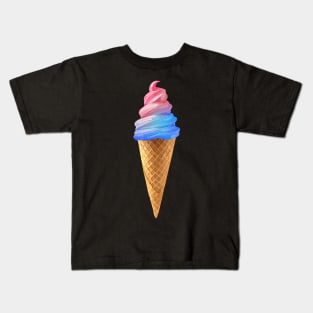 Pink Blue Cotton Candy Ice Cream Cone Kids T-Shirt
